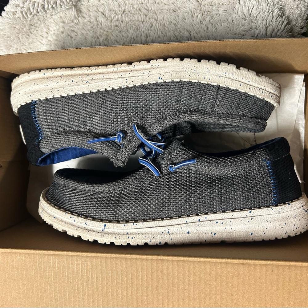 Hey Dude Charcoal and Blue Shoes